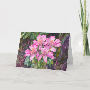 Carte de note d'art florale rose-tropicale