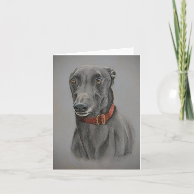 Carte de note d'art Greyhound Chien gris (Devant)