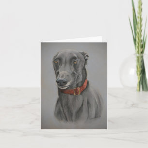Carte de note d'art Greyhound Chien gris