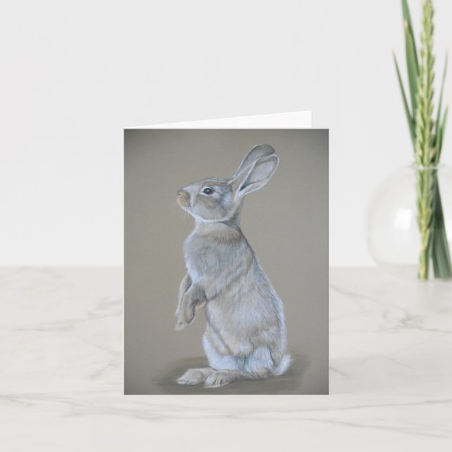 Carte de note d'art originale de Bunny Sitting (Devant)