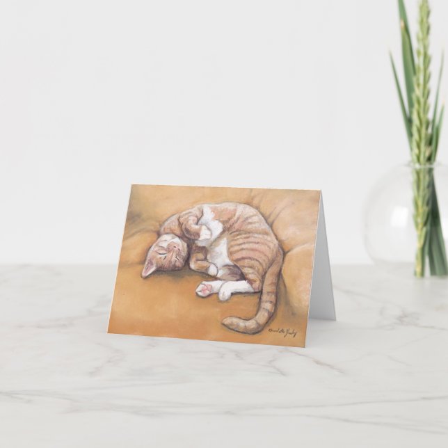 Carte de note d'art pour chaton Sleepy Kitty (Devant)
