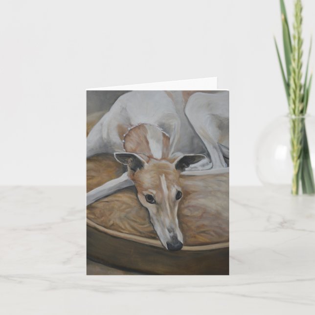 Carte de note d'art pour chien gris blanc et tan (Devant)