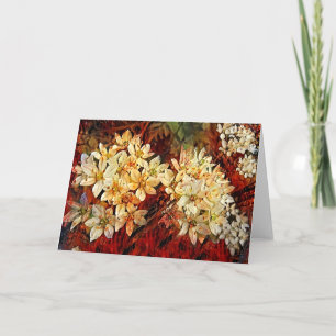 Carte de note d'art Red Gold Flowers
