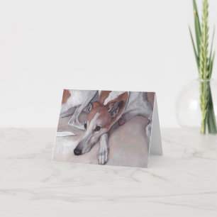 Carte de note d'art Tan & White Greyhound Dog