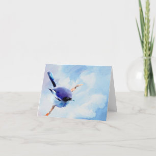 Carte de note de blanc d'aquarelle d'oiseau