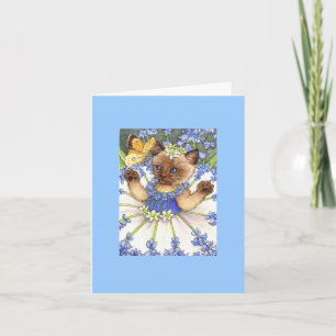 Carte de note de blanc de chaton de jacinthe des
