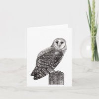 Carte de note de blanc de hibou de grange