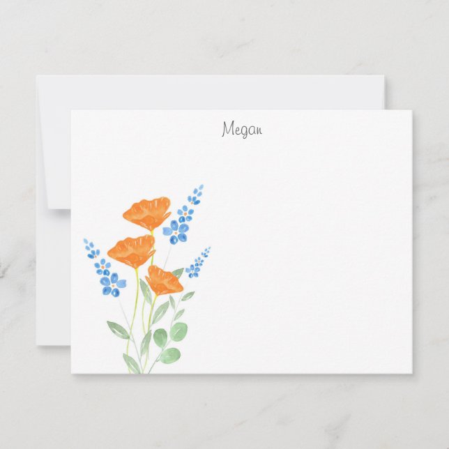 Carte de note de Bouquet de couleur d'aquarelle à  (Devant)