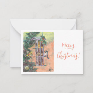 Carte de note de cadeau de nourrissage d'oiseau