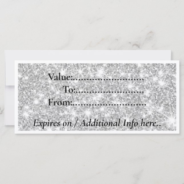 Carte de note de cadeau de salon moderne à paillet (Dos)