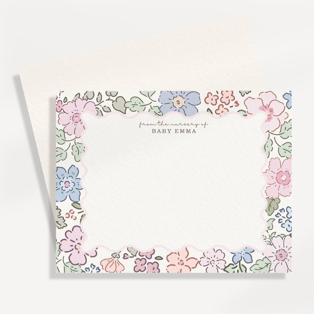Carte de note de cadre de nurserie florale pastel (Créateur téléchargé)