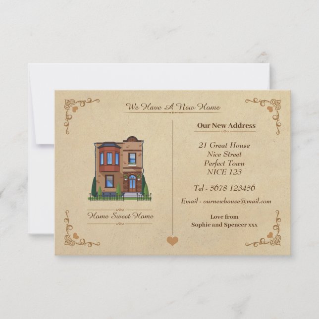 Carte de note de changement d'adresse vintage (Devant)