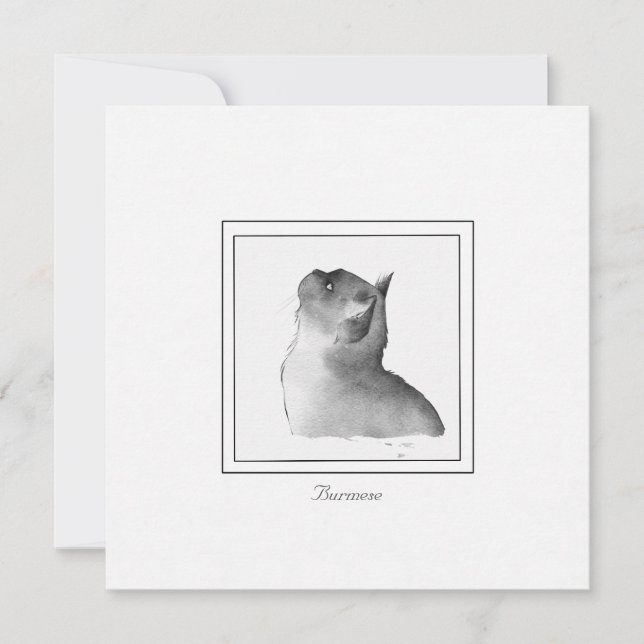 Carte de note de chat birman noir et blanc (Devant)