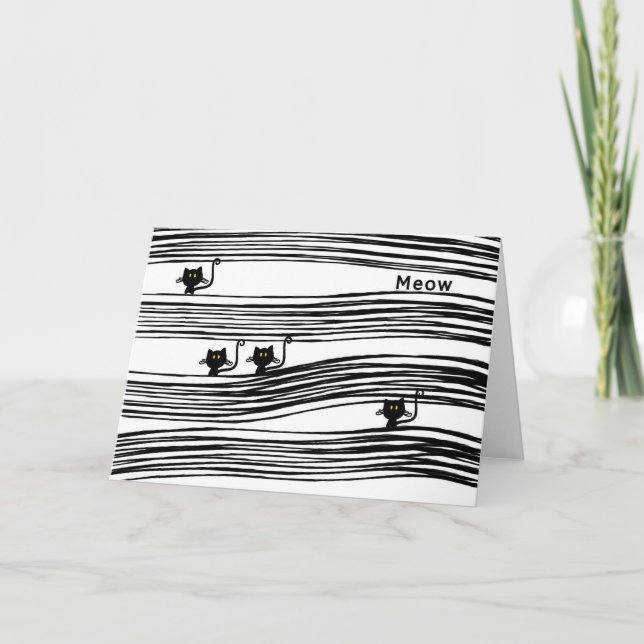 Carte de note de chat comique vierge. (Devant)