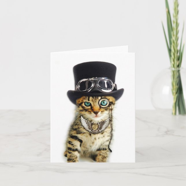 Carte de note de chat de Steampunk (Devant)