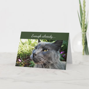 Carte de note de chat grincheux avec expression dr