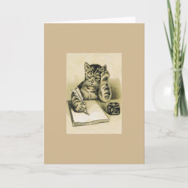 Carte de note de chat vintage Writer (Devant)