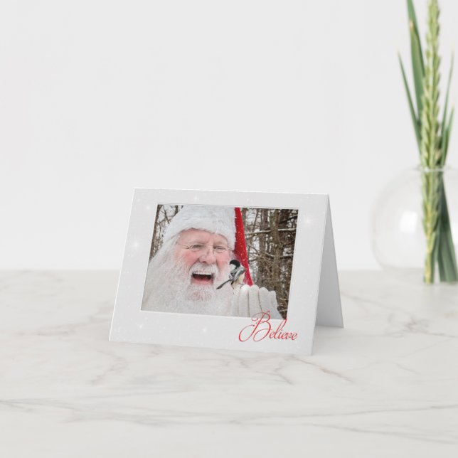 Carte de note de Chickadee et de Noël de Père Noël (Devant)