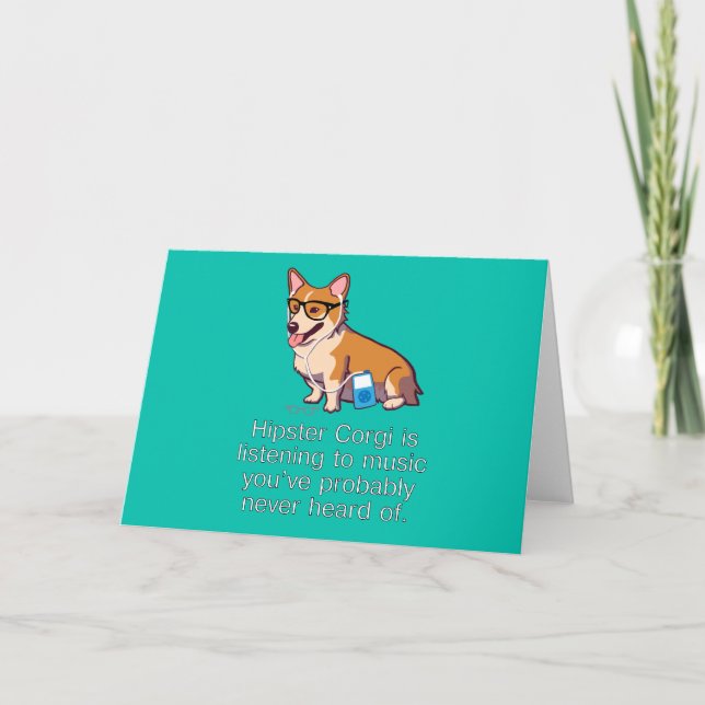 Carte de note de corgi de hippie (Devant)