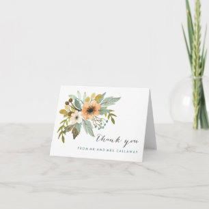 Carte de note de floraison de Merci d'aquarelle