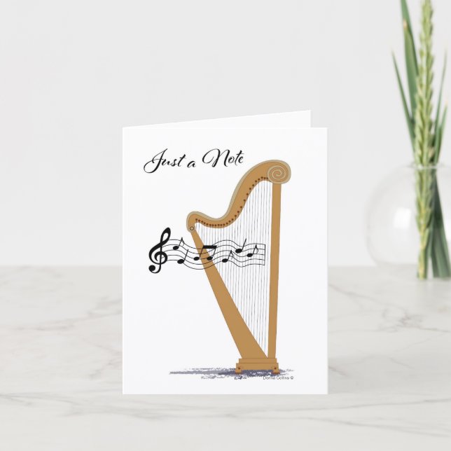 Carte de note de harpe musicale avec des lignes à  (Devant)