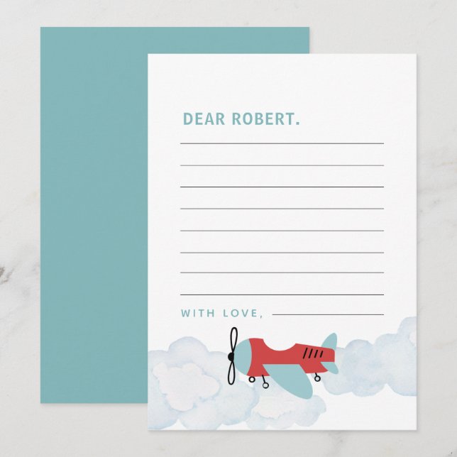 Carte de note de la capsule de temps de vol de l'a (Devant / Derrière)