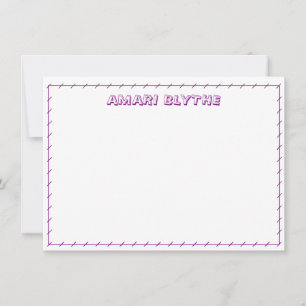 Carte de note de la frontière violet de la fille j