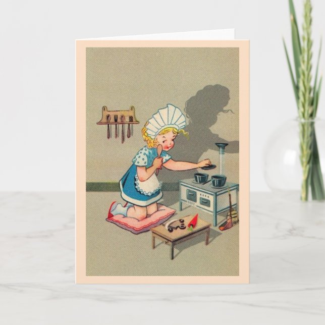Carte de note de la petite fille vintage (Devant)