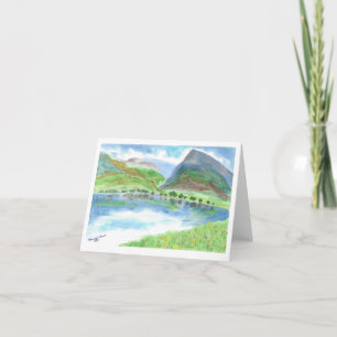 Carte de note de la scène de montagne aquarelle pl