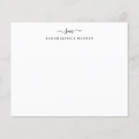 Carte de note de lavage à script de deux monogramm