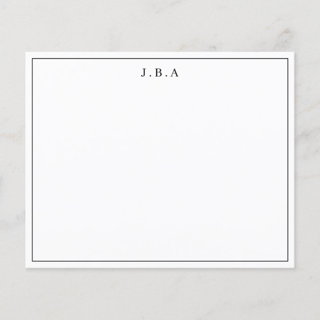 Carte de note de ligne de bordure de 3 monogrammes (Devant)