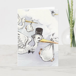 Carte de note de livraison pour bébé vintage Stork