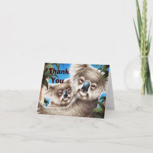 Carte de note de Merci de koala et de bébé
