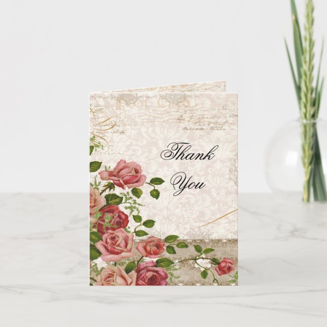 Carte de note de Merci de mariage - dentelle de (Devant)