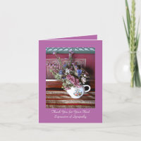 Carte de note de Merci de Sympathy Vintage Flower