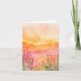 Carte de note de nature aquarelle - lever de solei