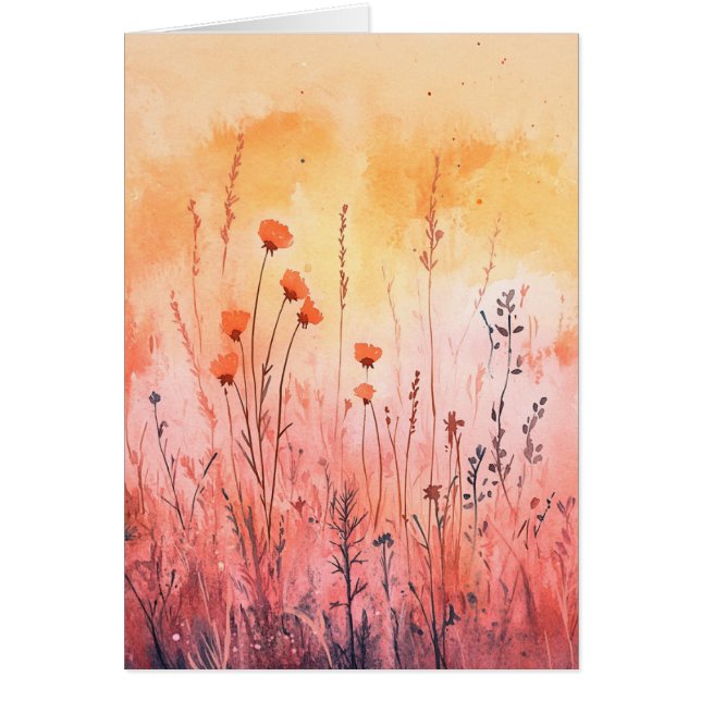 Carte de note de nature aquarelle - lever de solei (Devant)
