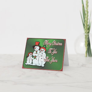 Carte de note de Noël de la famille Snowman