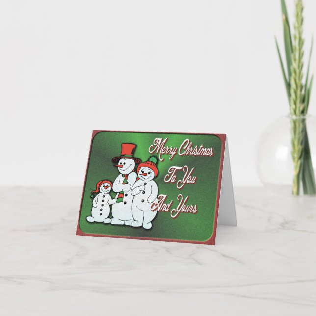 Carte de note de Noël de la famille Snowman (Devant)