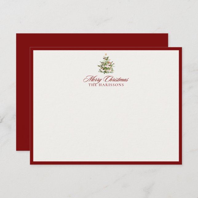 Carte de note de Noël Joyeux Arbre de Noël (Devant / Derrière)