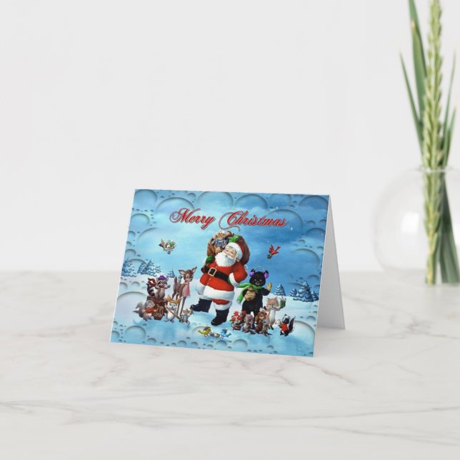 Carte de note de Noël père Noël et Friends (Devant)
