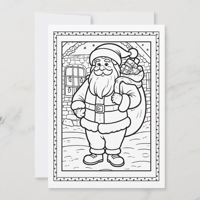 Carte de note de Noël plat pour enfants Père Noël (Devant)