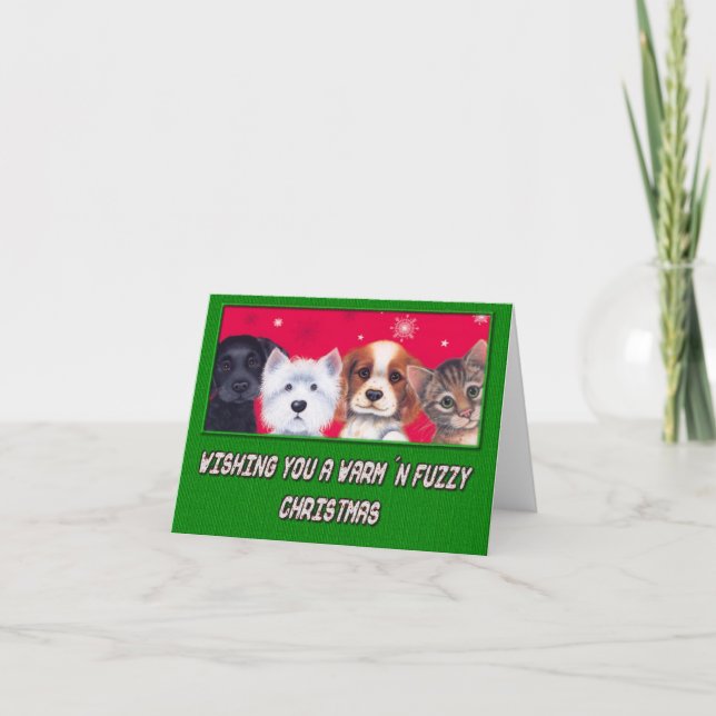 Carte de note de Noël pour animaux domestiques cha (Devant)