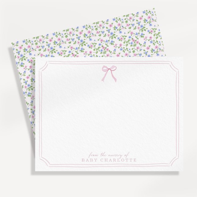 Carte de note de nursery à motif floral avec un ru (Créateur téléchargé)