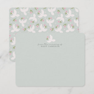 Carte de note de nursery florale Colombe Verte Dou