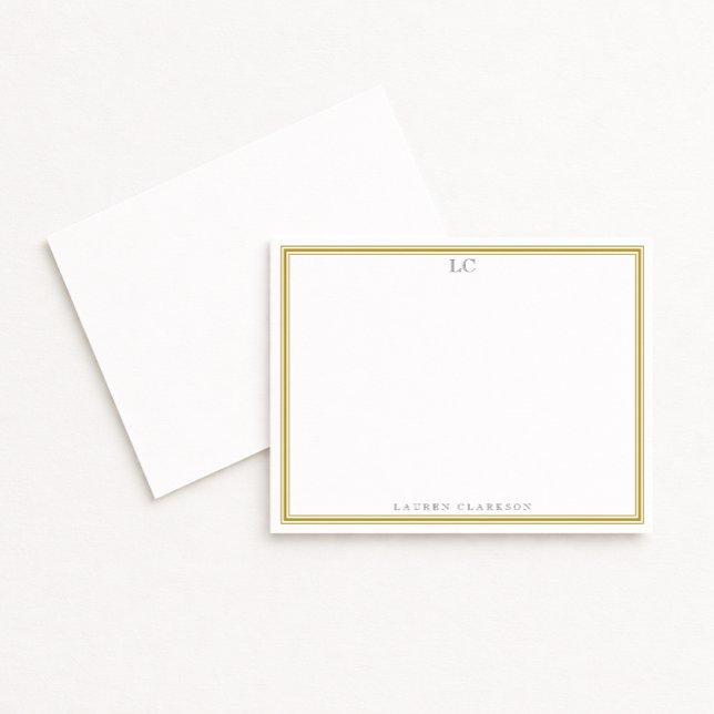 Carte de note de papier pour monogramme de bordure (Créateur téléchargé)