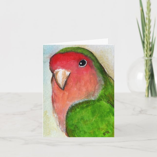 Carte de note de peinture de lovebird à facettes d (Devant)