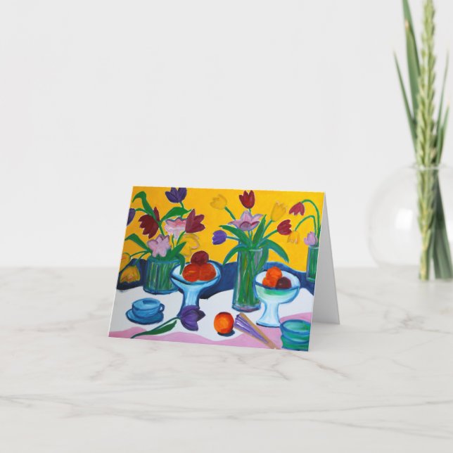 Carte de note de pommes d'oranges de tulipes (Devant)