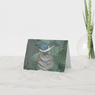 Carte de note de sculpture sur bois gris-bleu
