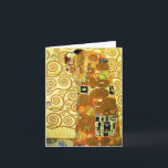 Carte de note d'exécution Gustav Klimt<br><div class="desc">Carte de note de Gustav Klimt Fulfillment. Frise de 1909. Complété pendant la phase d’or de Klimt, Fulfillment est composé d’un couple d’embrassades se tenant sous une courtepointe à motifs multiples avec spirales, yeux, oiseaux, poissons et autres formes. L’arrière - plan de l’oeuvre présente les mêmes spirales de bronze qui...</div>